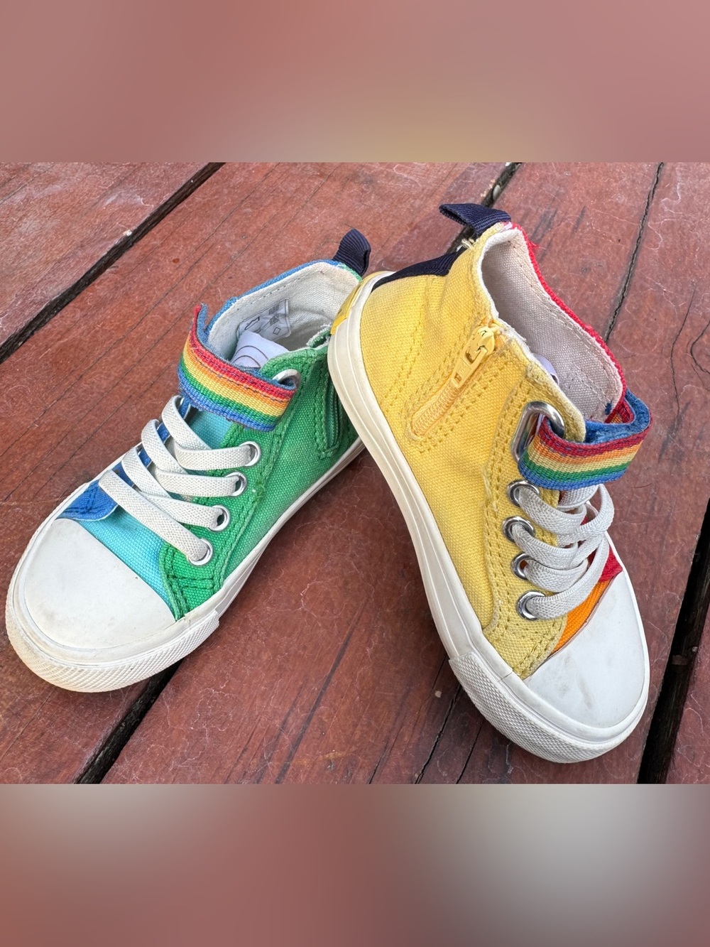 Little Bird by Jools Oliver Rainbow Canvas Hi-Top Trainers Sneakers toddler 5